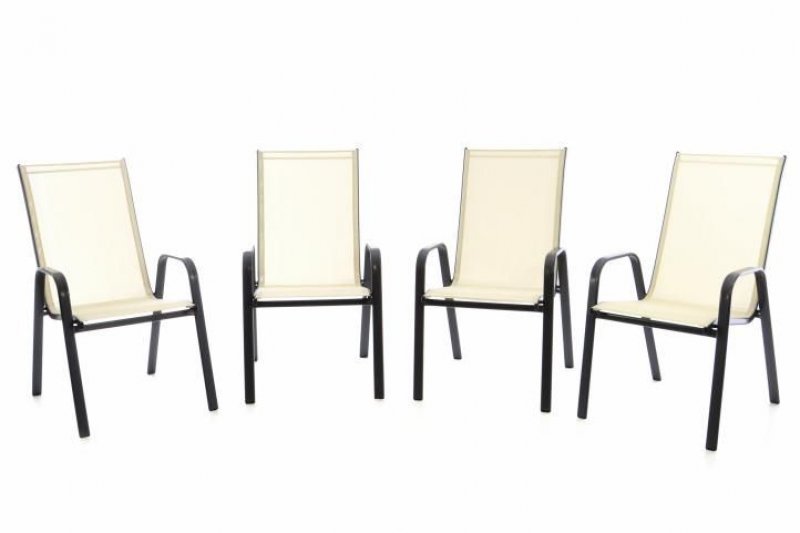 Set 4 zahradních stohovatelných židlí, 96x55x71 cm, krémová