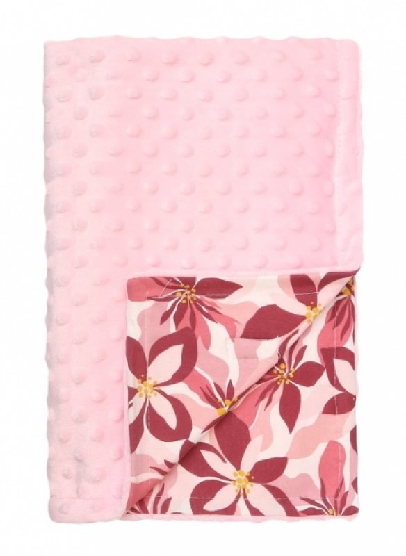 Mamatti Dětská oboustranná bavlněná deka s minky 75 x 90 cm, Magnólie - růžová