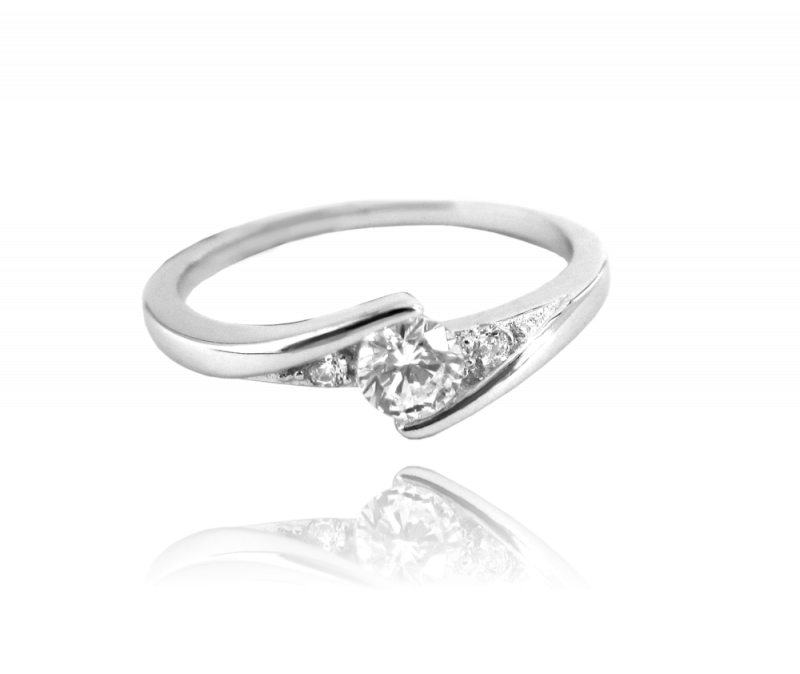 Elegantní stříbrný prsten MINET s bílými zirkony vel. 47