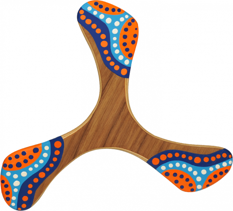 Bumerang Wankura - Modrý - tmavé dřevo