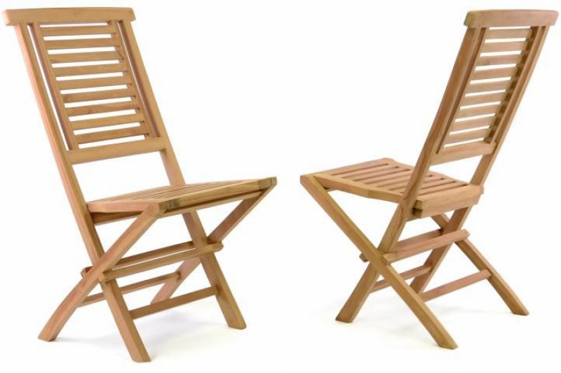 Sada 2 ks Skládací zahradní židle DIVERO Hantown - týkové dřevo