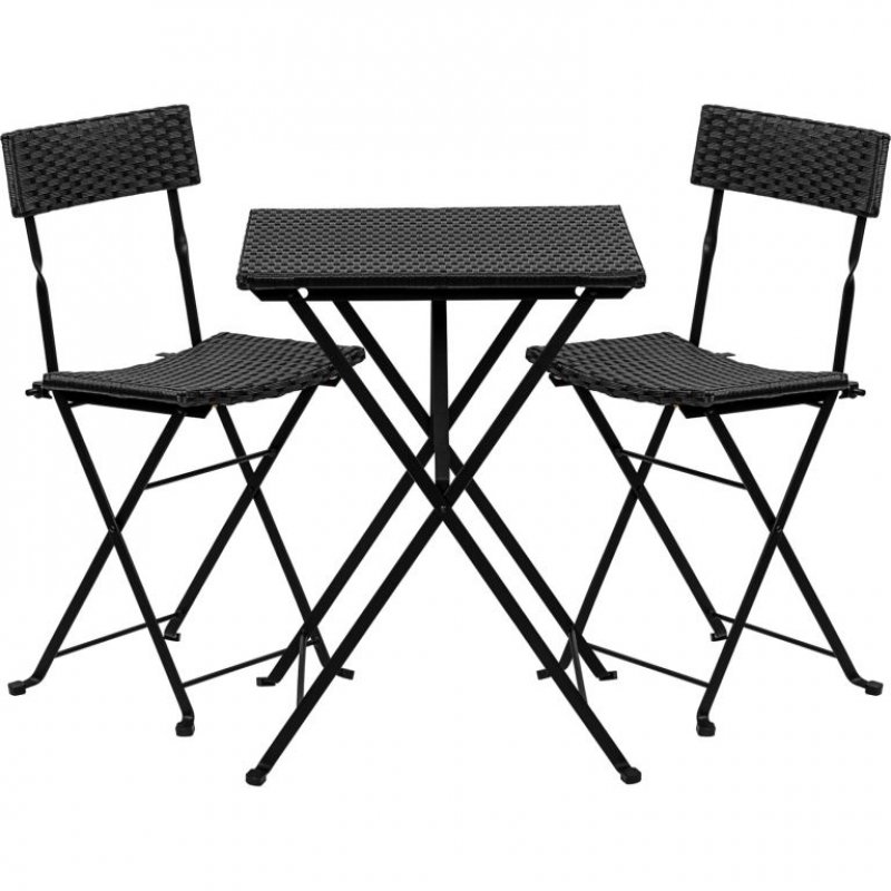 Stilista Zahradní polyratanový set, černý, 2 židle + stůl