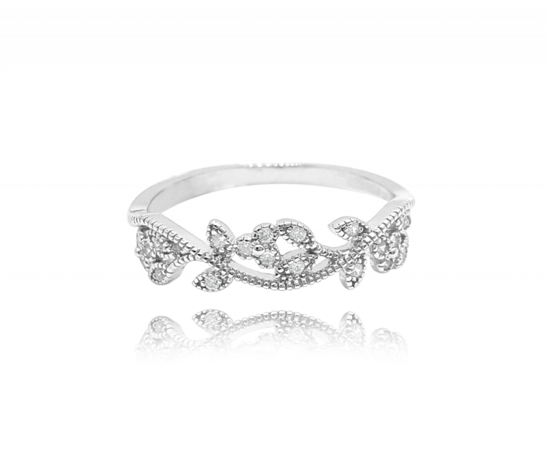 Rozkvetlý stříbrný prsten MINET FLOWERS s bílými zirkony vel. 62