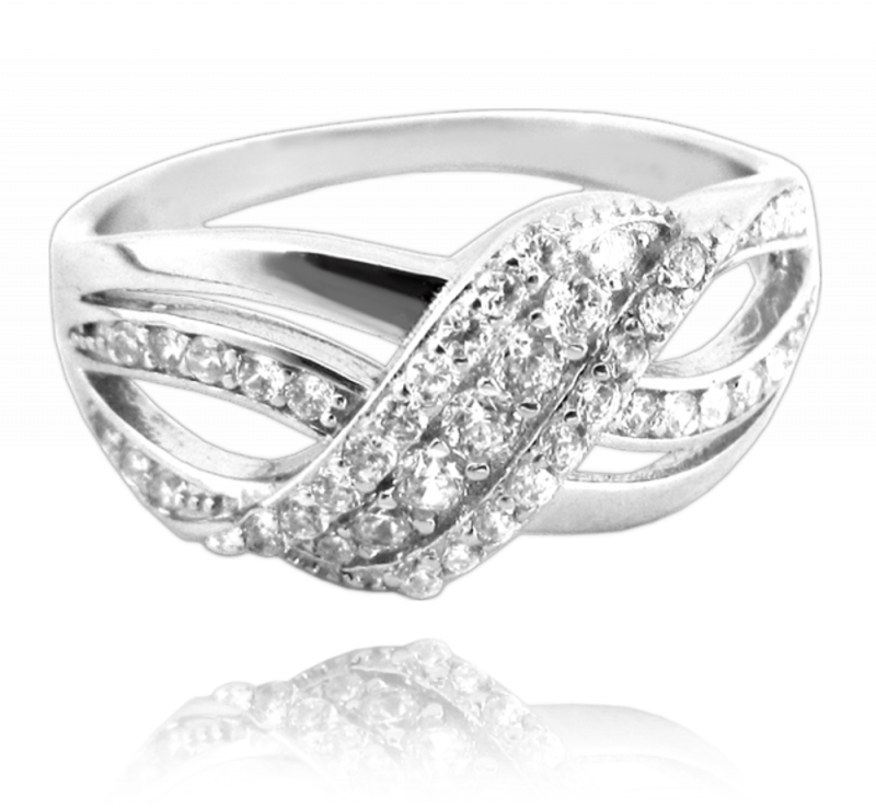 Luxusní stříbrný prsten MINET s bílými zirkony vel. 55