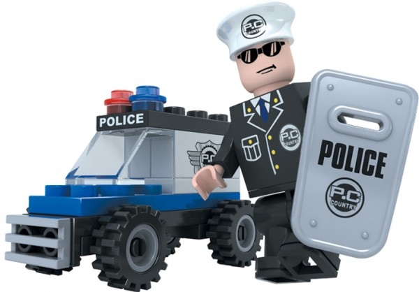 Stavebnice Dromader Policie Auto 23101 33ks v krabici 9,5x7x4,5cm
