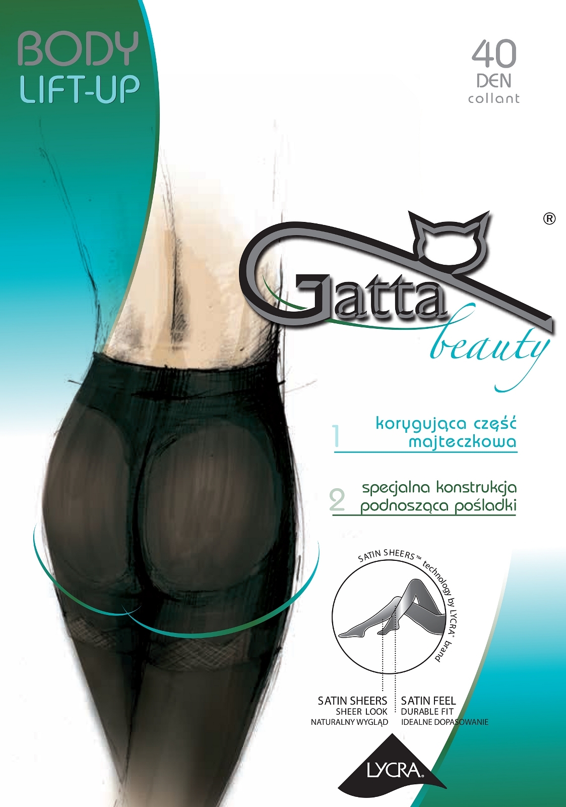 Punčochové kalhoty Gatta Body Lift-up 40 den - Zlatá/odstín béžové/2-S