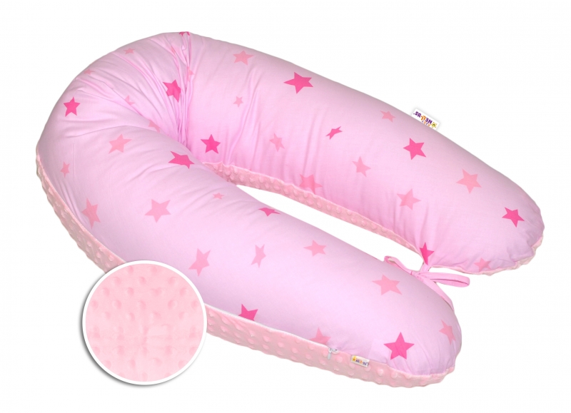Kojící polštář - relaxační poduška Minky Baby Nellys, Baby Stars růžové