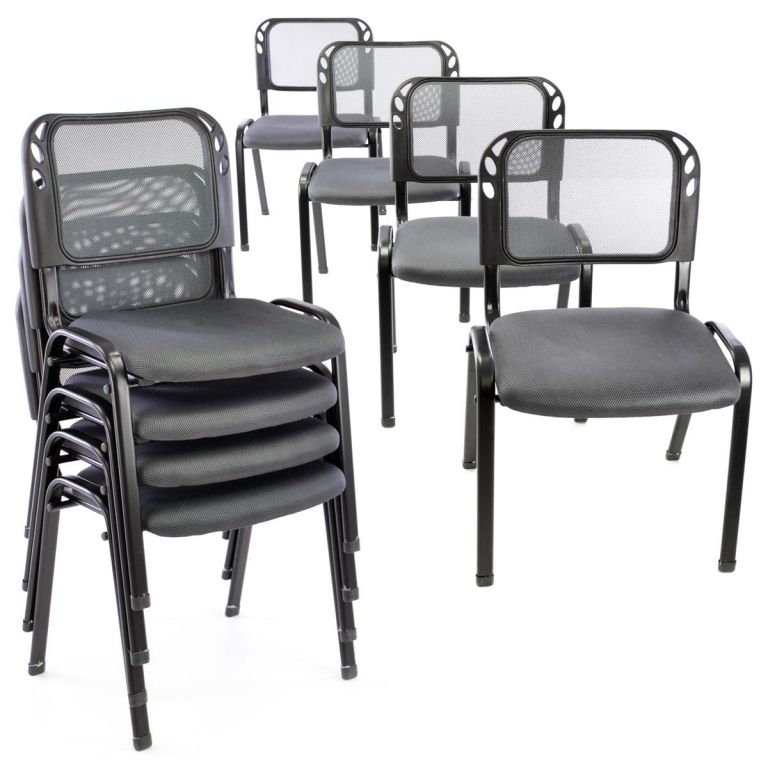 Sada stohovatelných židlí - 8 ks, šedá