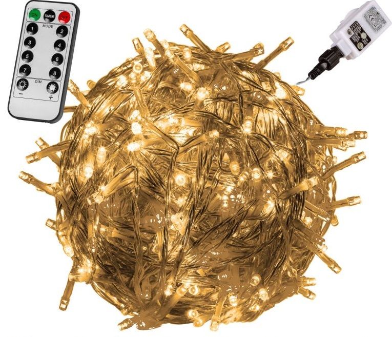 VOLTRONIC Vánoční řetěz 60 m, 600 LED, teple bílé, ovladač