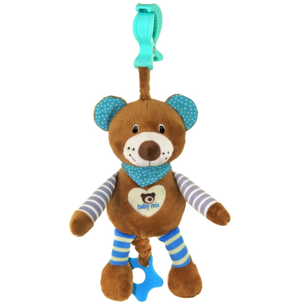  - Edukační hrající plyšová hračka s klipem Baby Mix medvídek - modrá