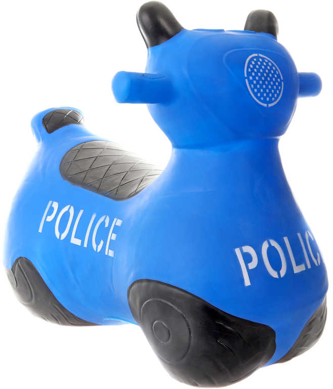 Baby hopsadlo gumové Motorka policejní modré set skákadlo s pumpičkou