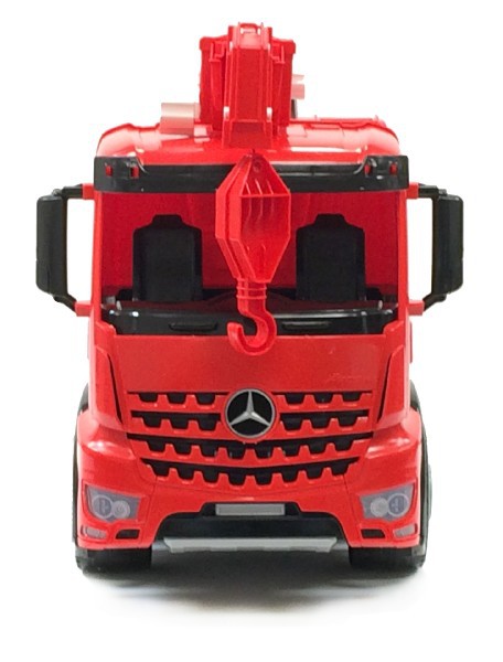 LENA Auto jeřáb Mercedes Arocs 70cm funkční červený plast