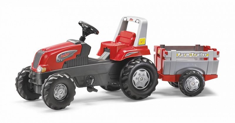 Šlapací traktor Rolly Junior RT s vlečkou červeno-šedý