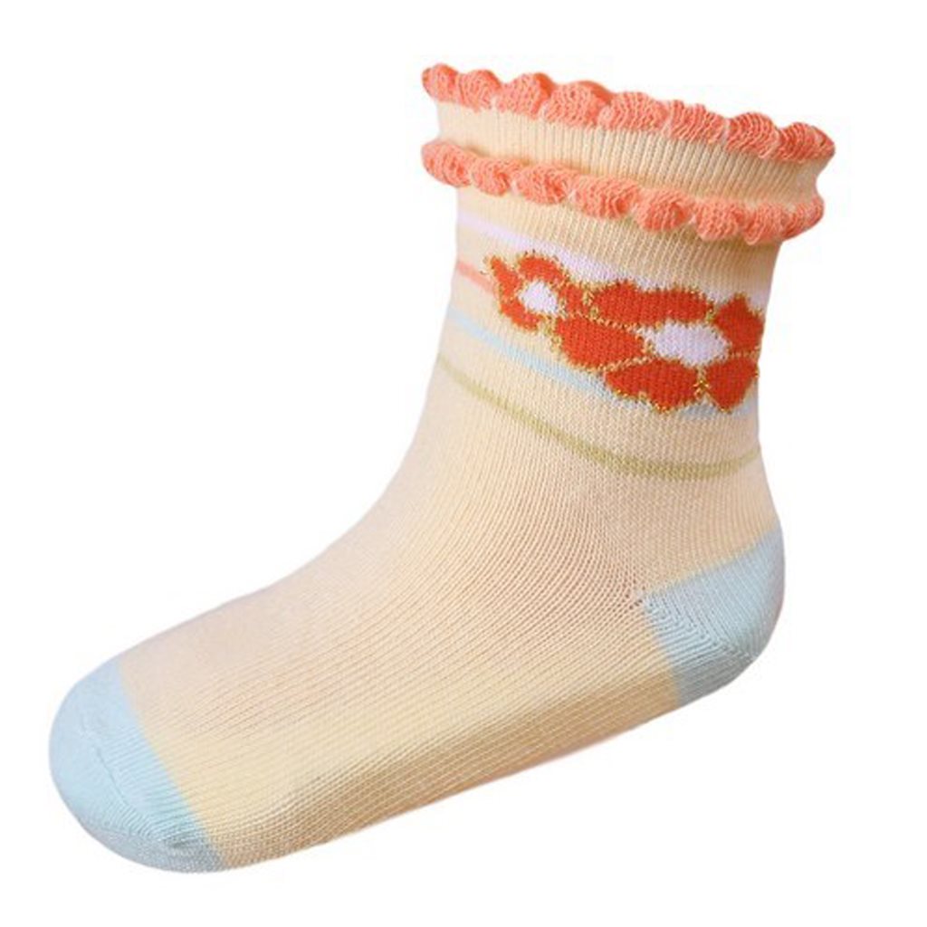 Kojenecké bavlněné ponožky New Baby s kytičkou - žlutá/74 (6-9m)