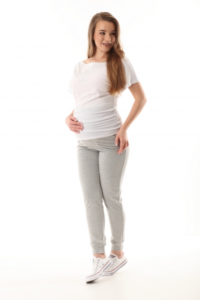 Těhotenské kalhoty/tepláky Gregx, Vigo s kapsami - šedé, vel. M - M (38)