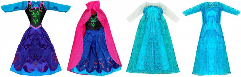 Oblečení pro paneku modré šatičky zimní království 4 druhy v sáčku