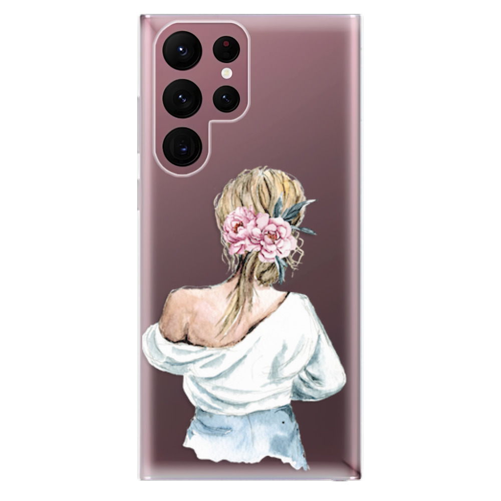 Odolné silikonové pouzdro iSaprio - Girl with flowers - Samsung Galaxy S22 Ultra 5G