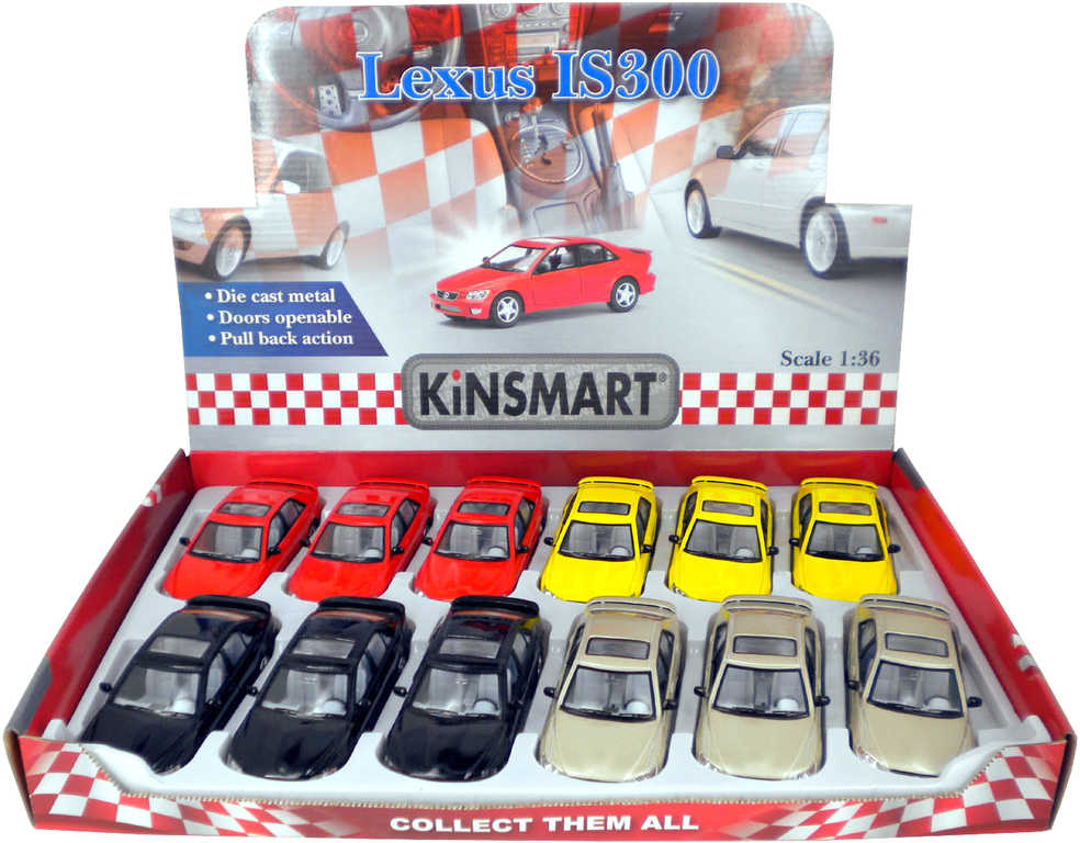 KINSMART Auto model 1:36 LEXUS IS300 kov PB 13cm 4 barvy