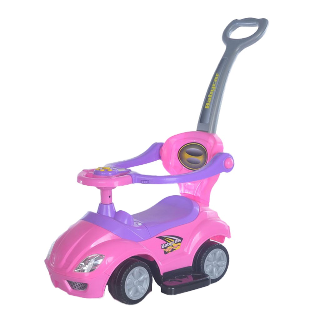 Dětské odrážedlo s vodící tyčí 3v1 Baby Mix Mega Car - růžová