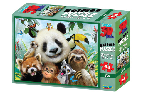3D Puzzle Zoo selfie 63 dílků