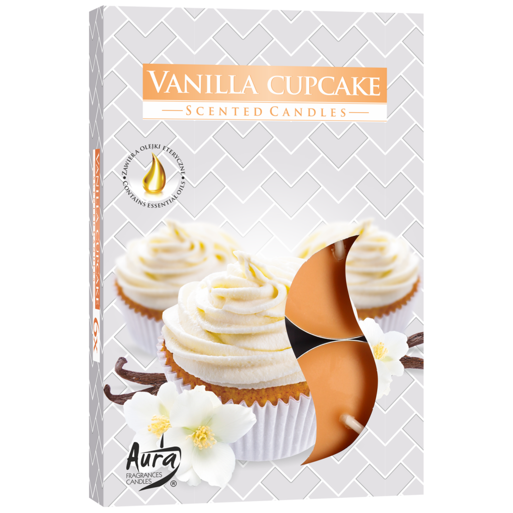 Bispol Aura Vanilkový Cupcake vonné čajové svíčky 6 ks