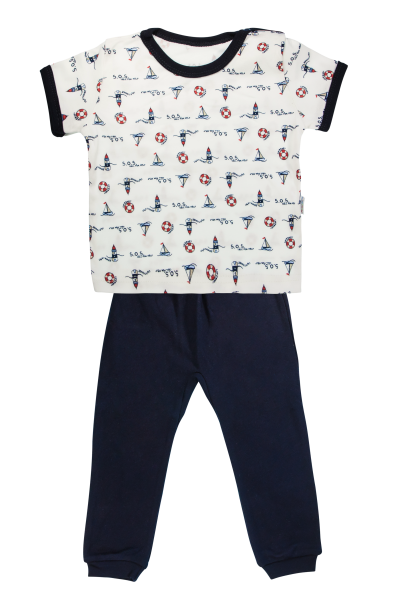 Bavlněné pyžamko Mamatti Maják - krátký rukáv