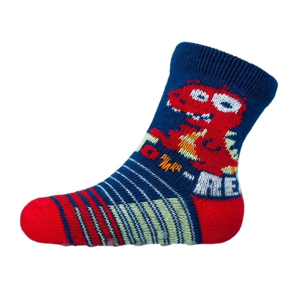 Kojenecké ponožky New Baby s ABS tmavě toy rex - modrá/74 (6-9m)