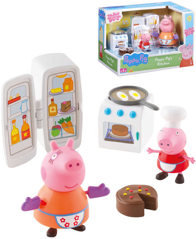 Prasátko Peppa Pig kuchyňská sada 2 figurky s doplňky plast v krabici