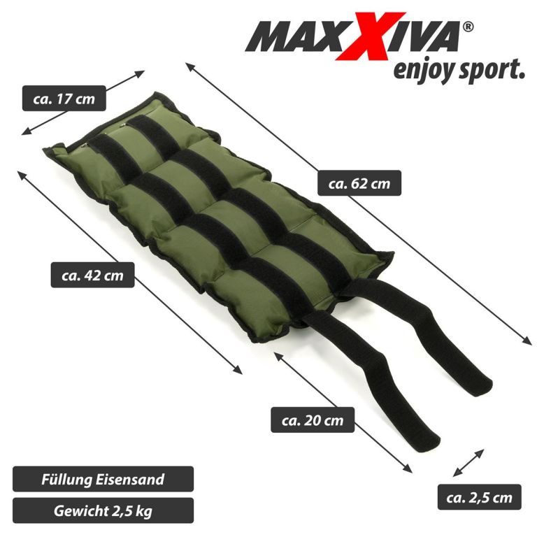 MAXXIVA Zátěžové manžety, 2 x 2,5 kg, zelená