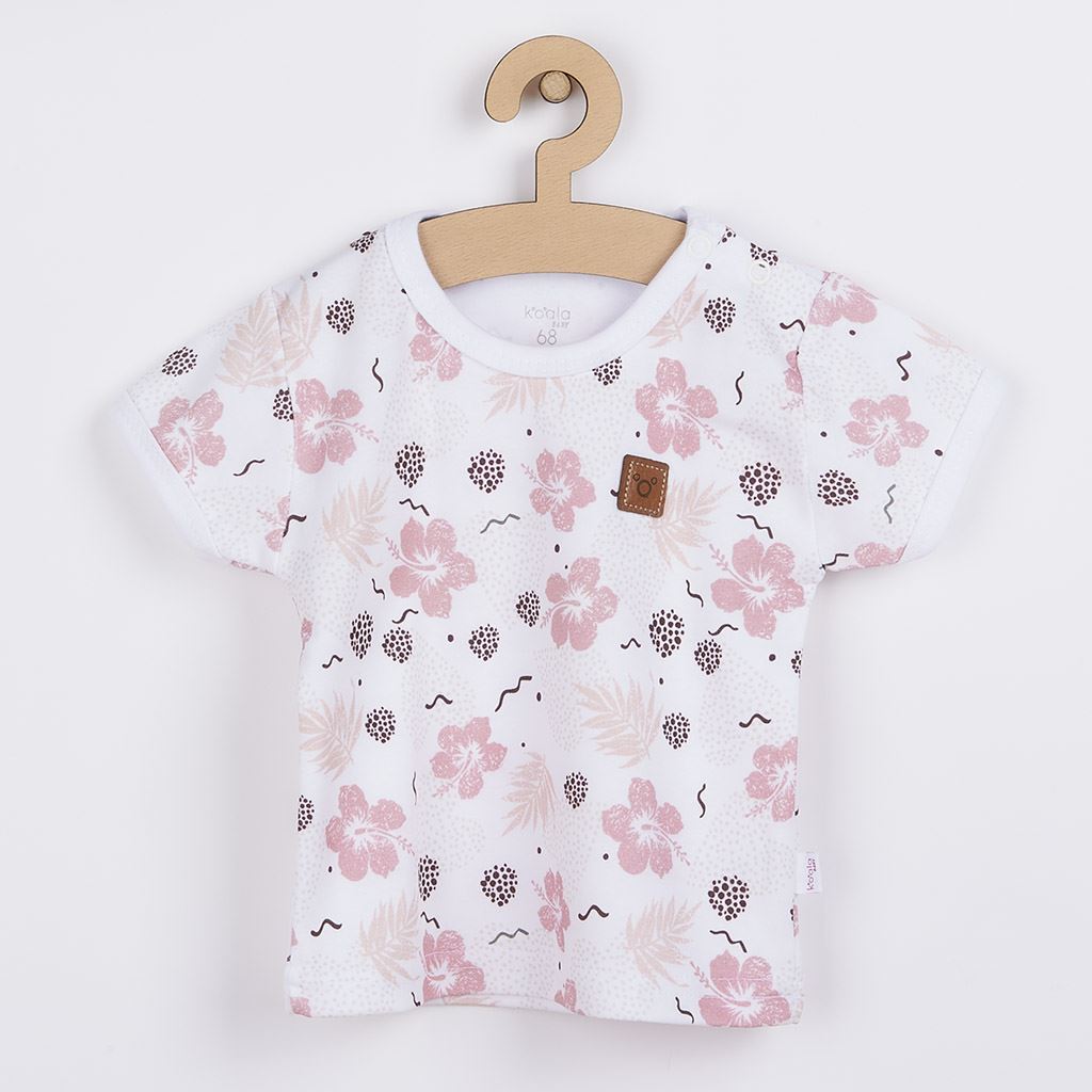 Kojenecké tričko s krátkým rukávem Koala Flowers - růžová/80 (9-12m)