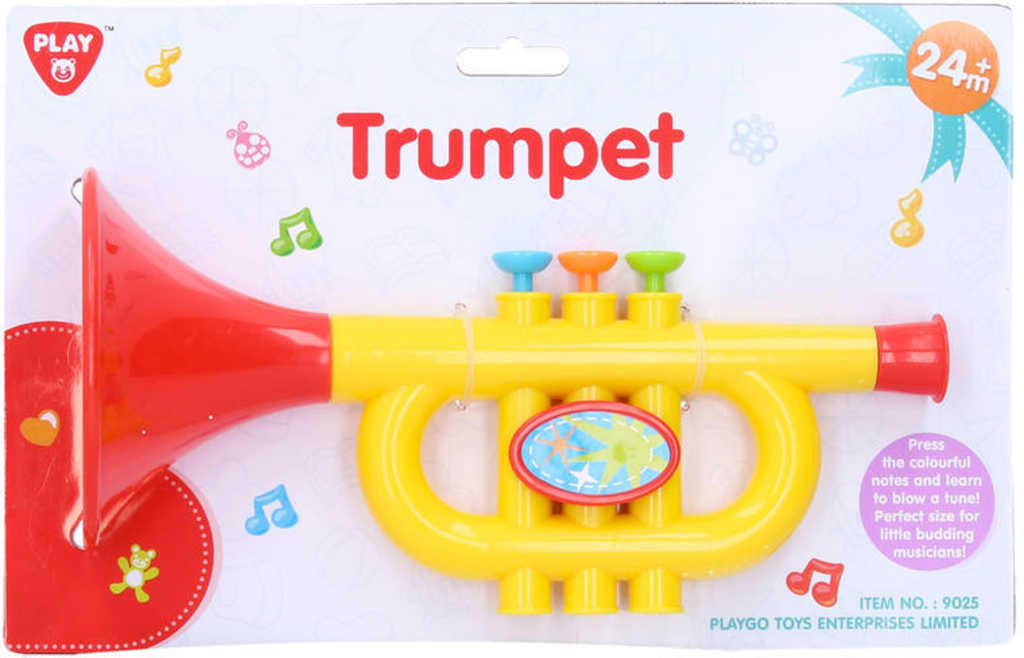 Baby trumpetka žlutočervená plast pro miminko *HUDEBNÍ NÁSTROJE*