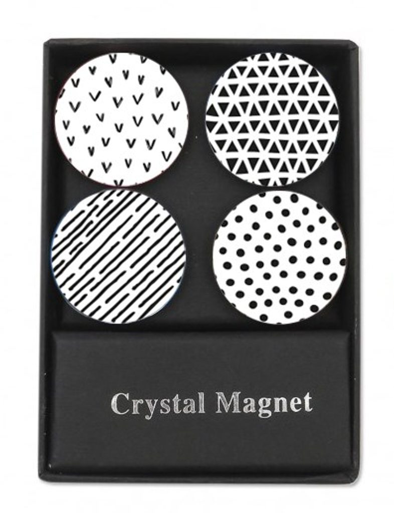 Krystalové magnetky - černobílé kruhy