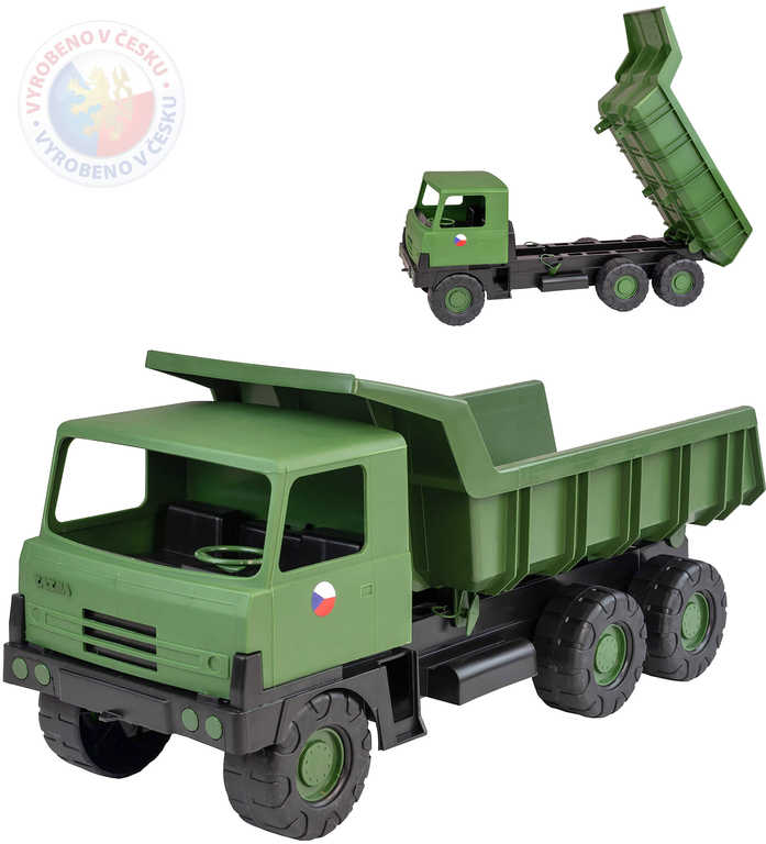 TATRA Auto vojenské nákladní T815 khaki zelená SKLÁPĚCÍ KORBA na písek plast