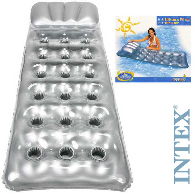INTEX Lehátko nafukovací matrace na vodu 18 otvorů stříbrné 58894