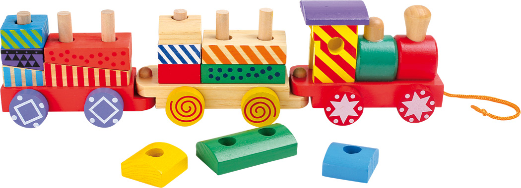 Dřevěné hračky - Vlak pestrobarevný Poškozený obal
