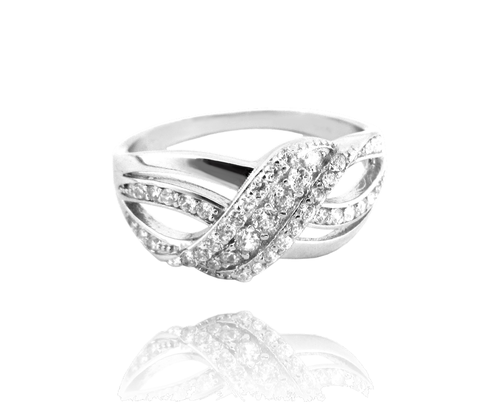 Luxusní stříbrný prsten MINET s bílými zirkony vel. 67