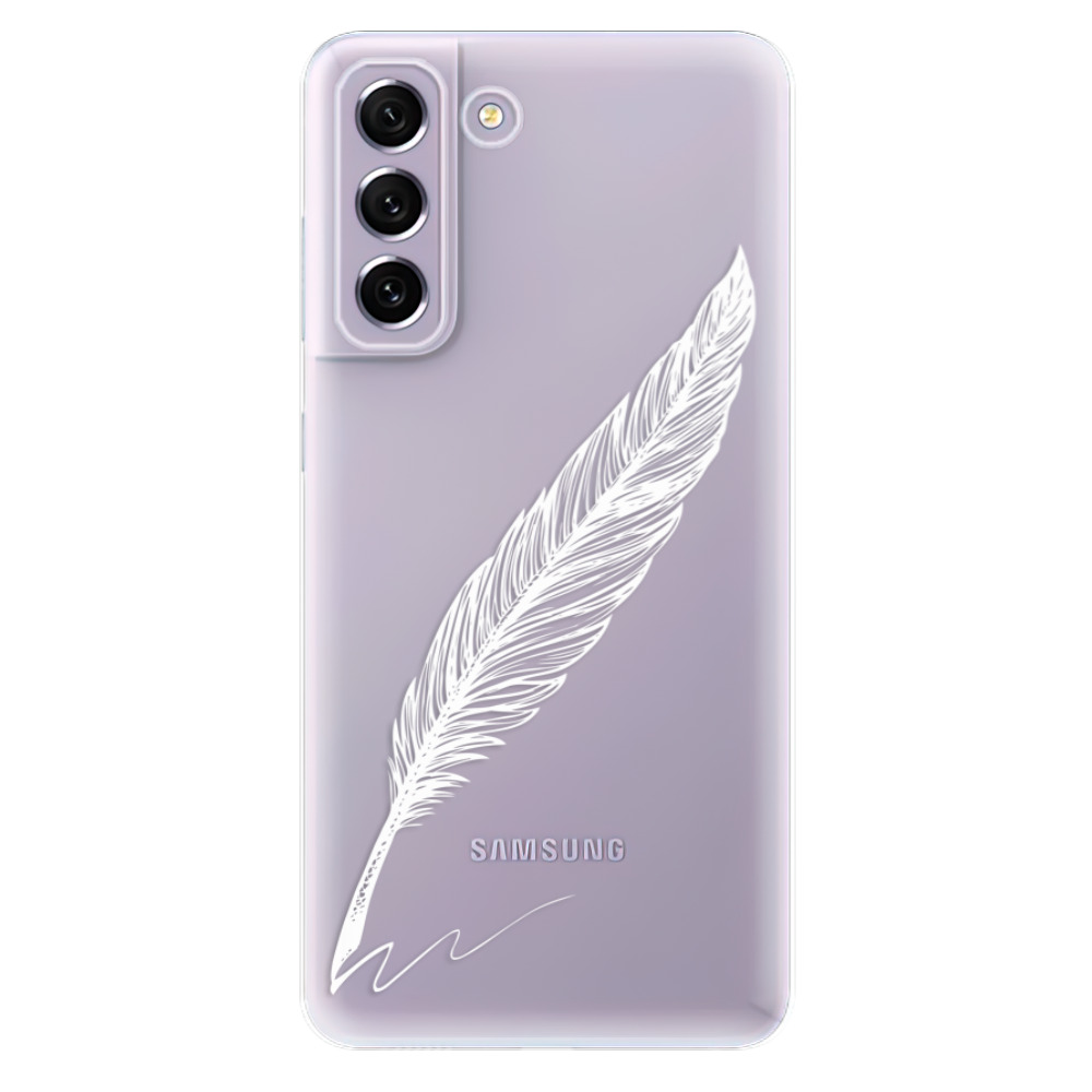 Odolné silikonové pouzdro iSaprio - Writing By Feather - white - Samsung Galaxy S21 FE 5G