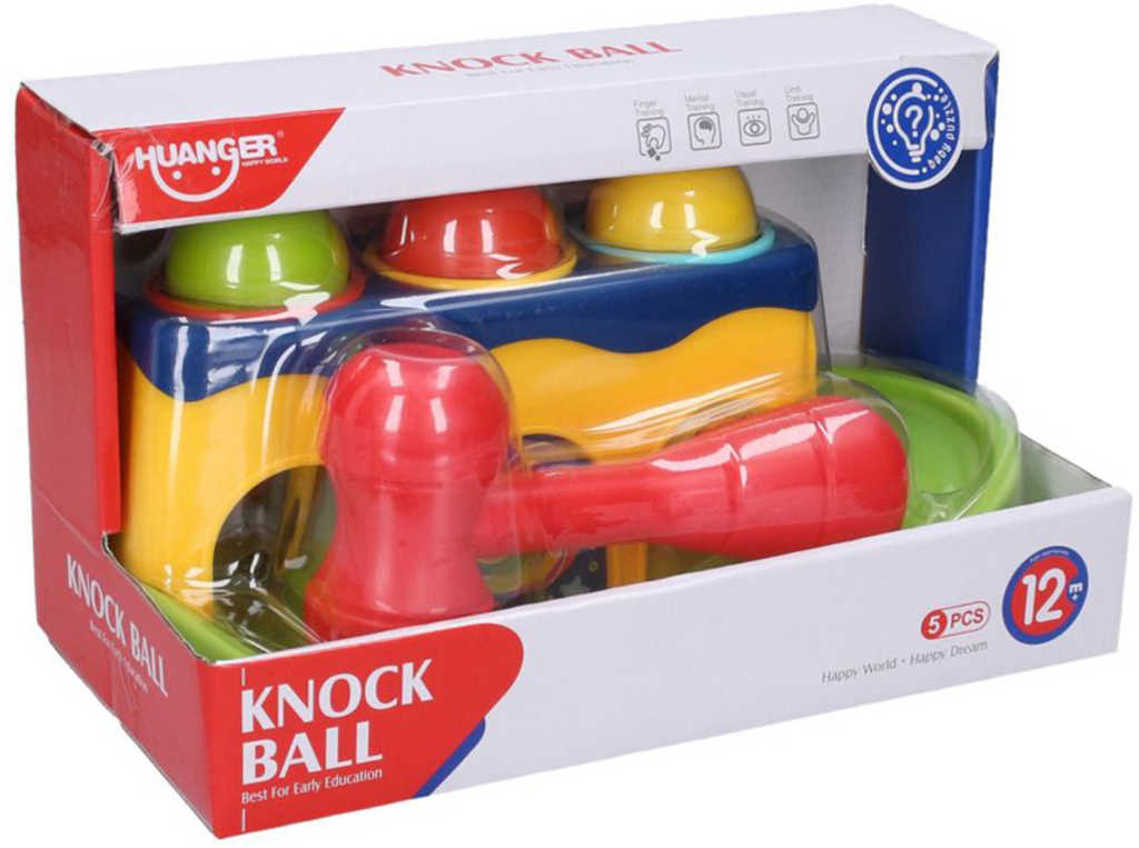 Baby barevná zatloukačka set dráha zatloukací s míčky a paličkou plast