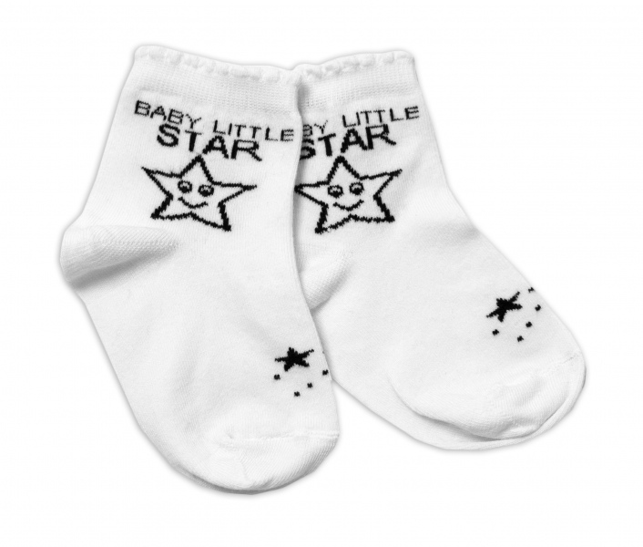 Baby Nellys Bavlněné ponožky Baby Little Star - bílé, vel.