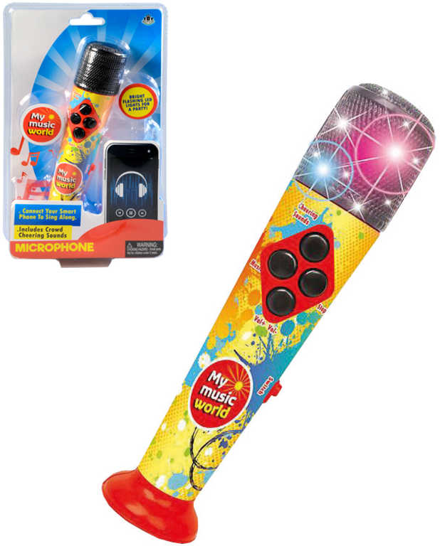 Mikrofon dětský s melodiemi 20cm na baterie LED Světlo Zvuk plast