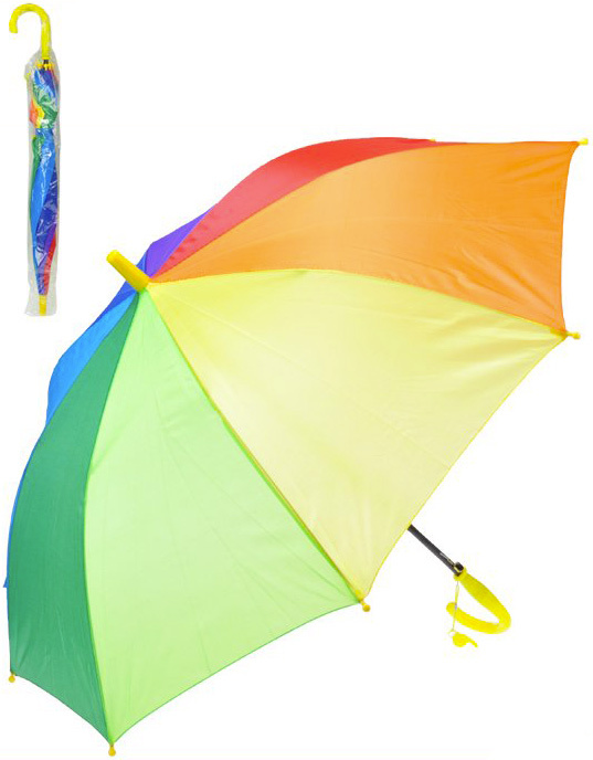 Deštník dětský barevný 66cm duhový vystřelovací v sáčku
