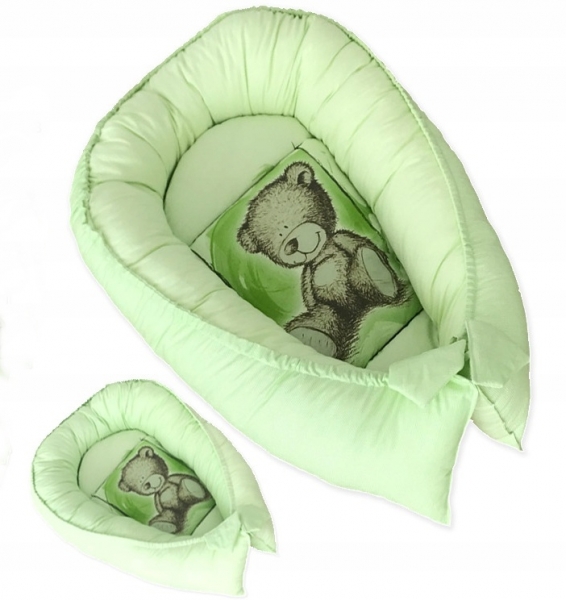 Baby Nellys Oboustranné hnízdečko, kokon Teddy 80x45x15cm - zelené