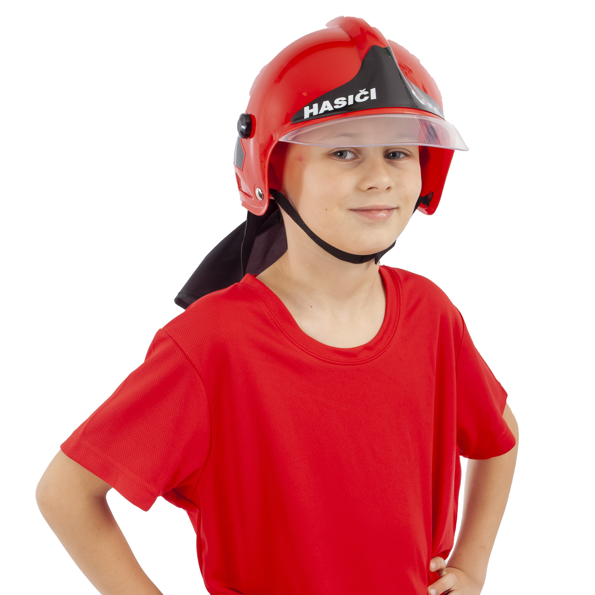 Dětská helma/přilba hasič červená CZ text