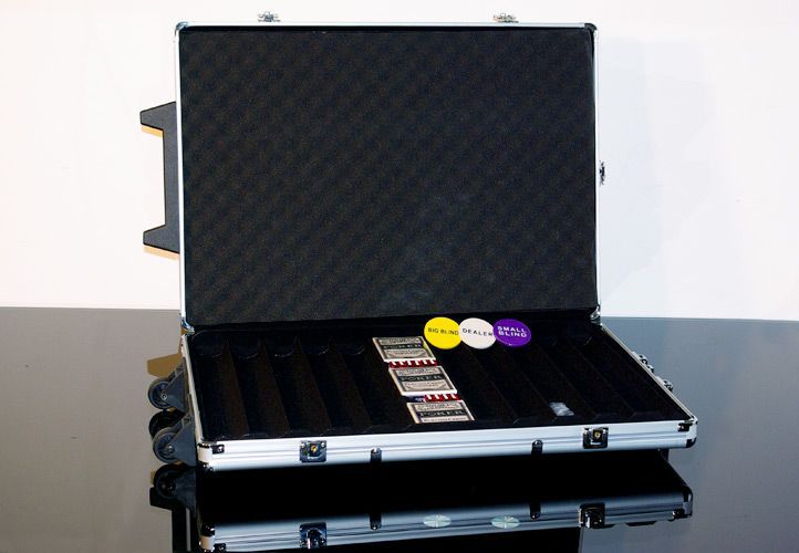 Hliníkový kufr na 1000 ks žetonů s příslušenstvím Trolley
