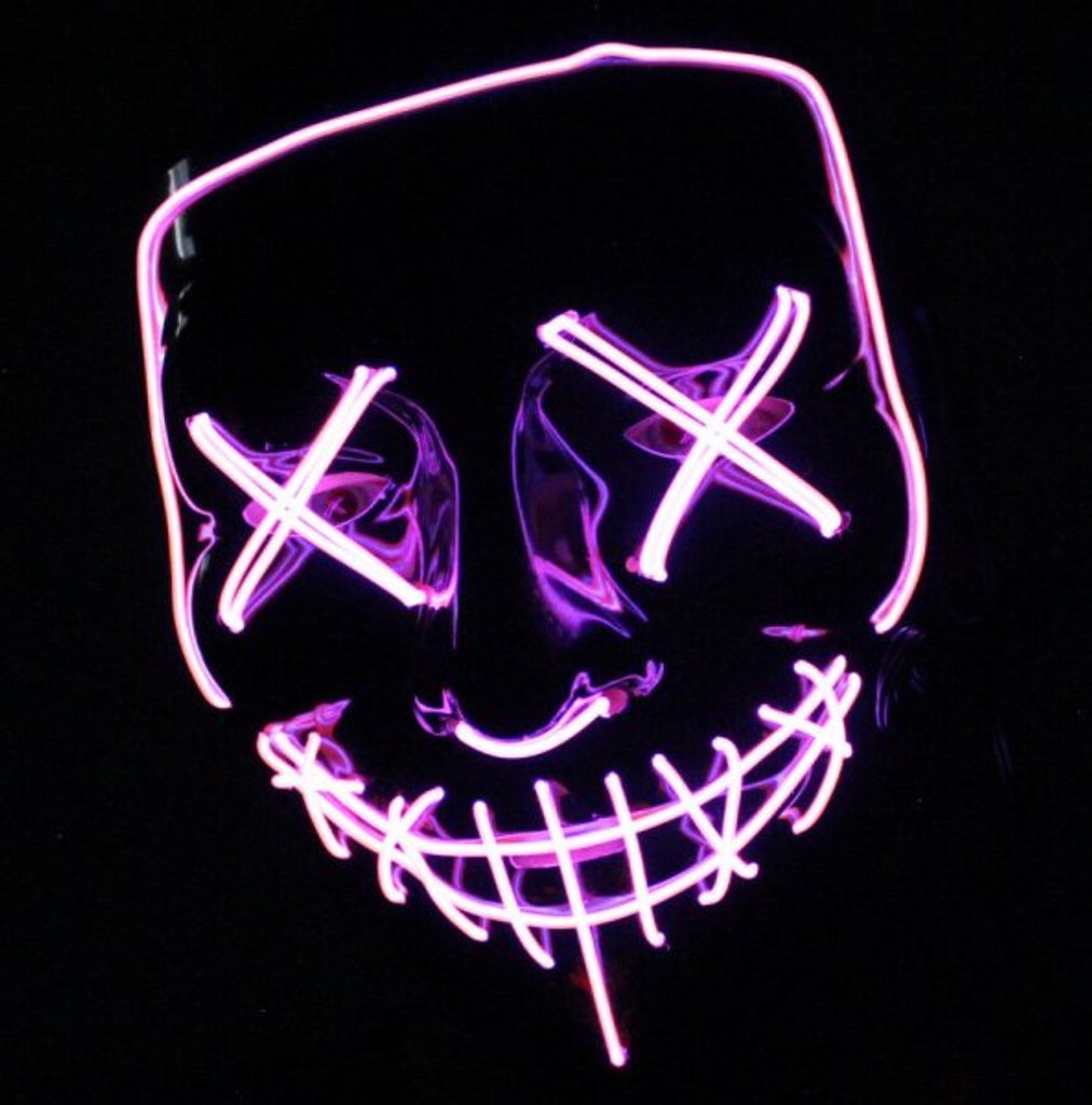 Maska se světelným efektem The Purge - Růžovo-bílá