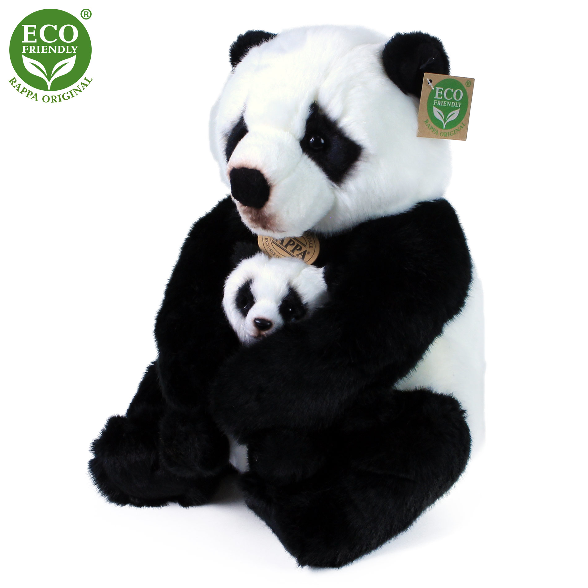 Plyšová panda s mládětem 27 cm ECO-FRIENDLY