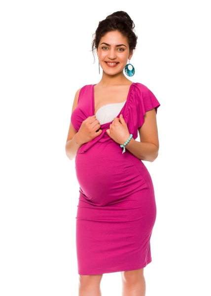 Be MaaMaa Letní těhotenské a kojící šaty Darla - tm.růžové, vel. XL - XL (42)