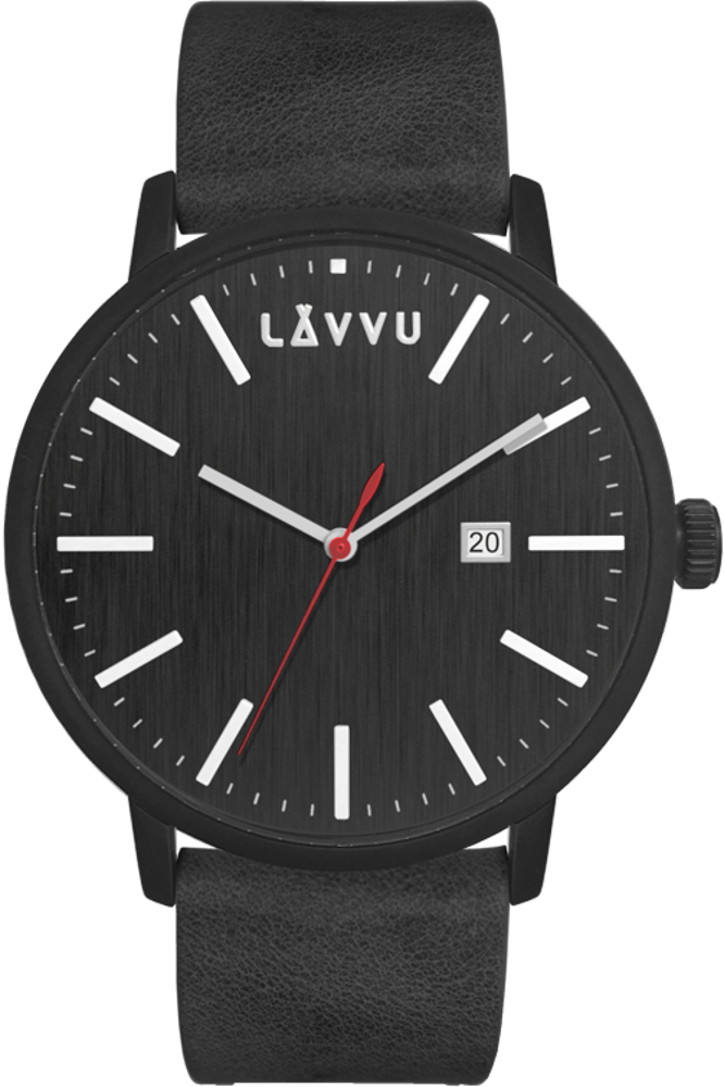 Černé pánské hodinky LAVVU COPENHAGEN RAVEN BLACK