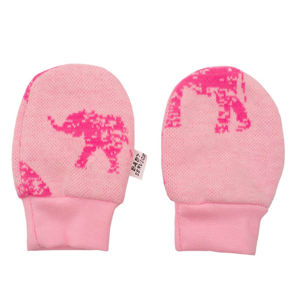 Zimní kojenecké rukavičky Baby Service Sloni - růžová/univerzální