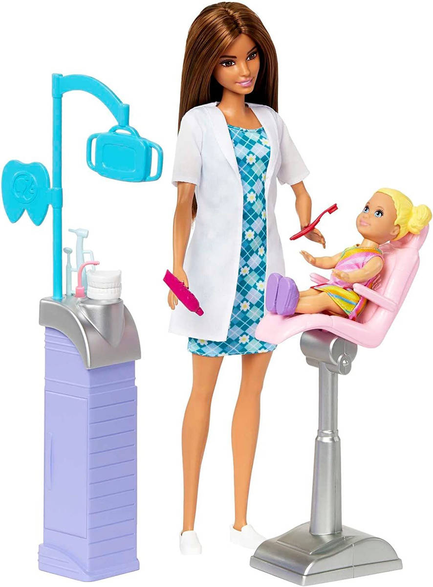 MATTEL BRB Panenka Barbie povolání zubařka hnědovláska set s panenkou
